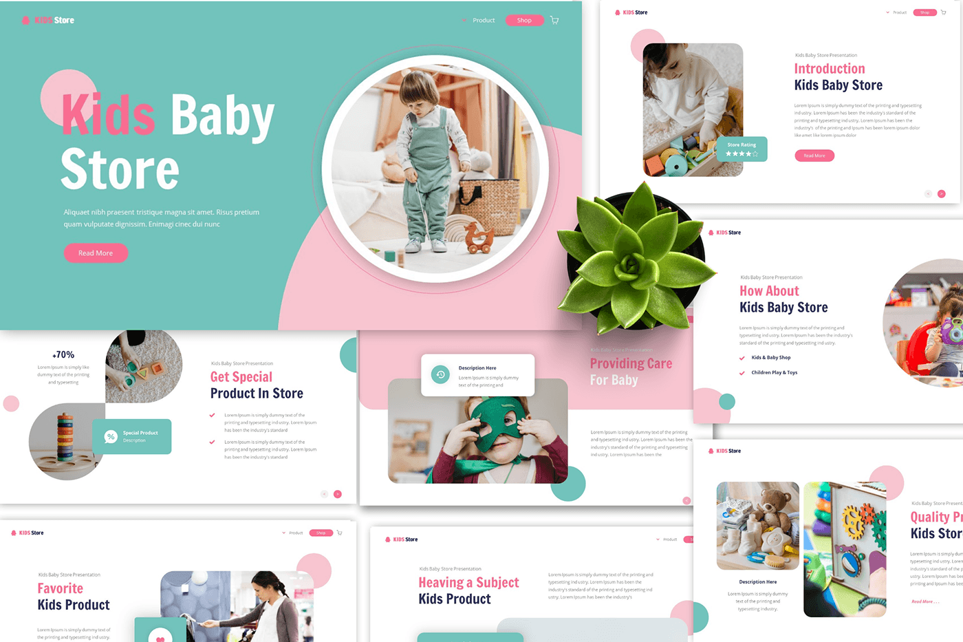 cute design Powerpoint template baby children kids store shop funny