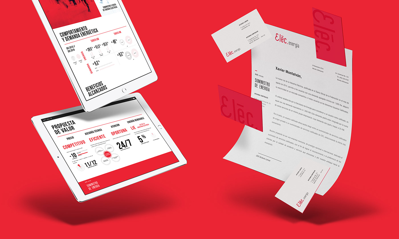 branding  design energy mexico red Stationery electricity Focus