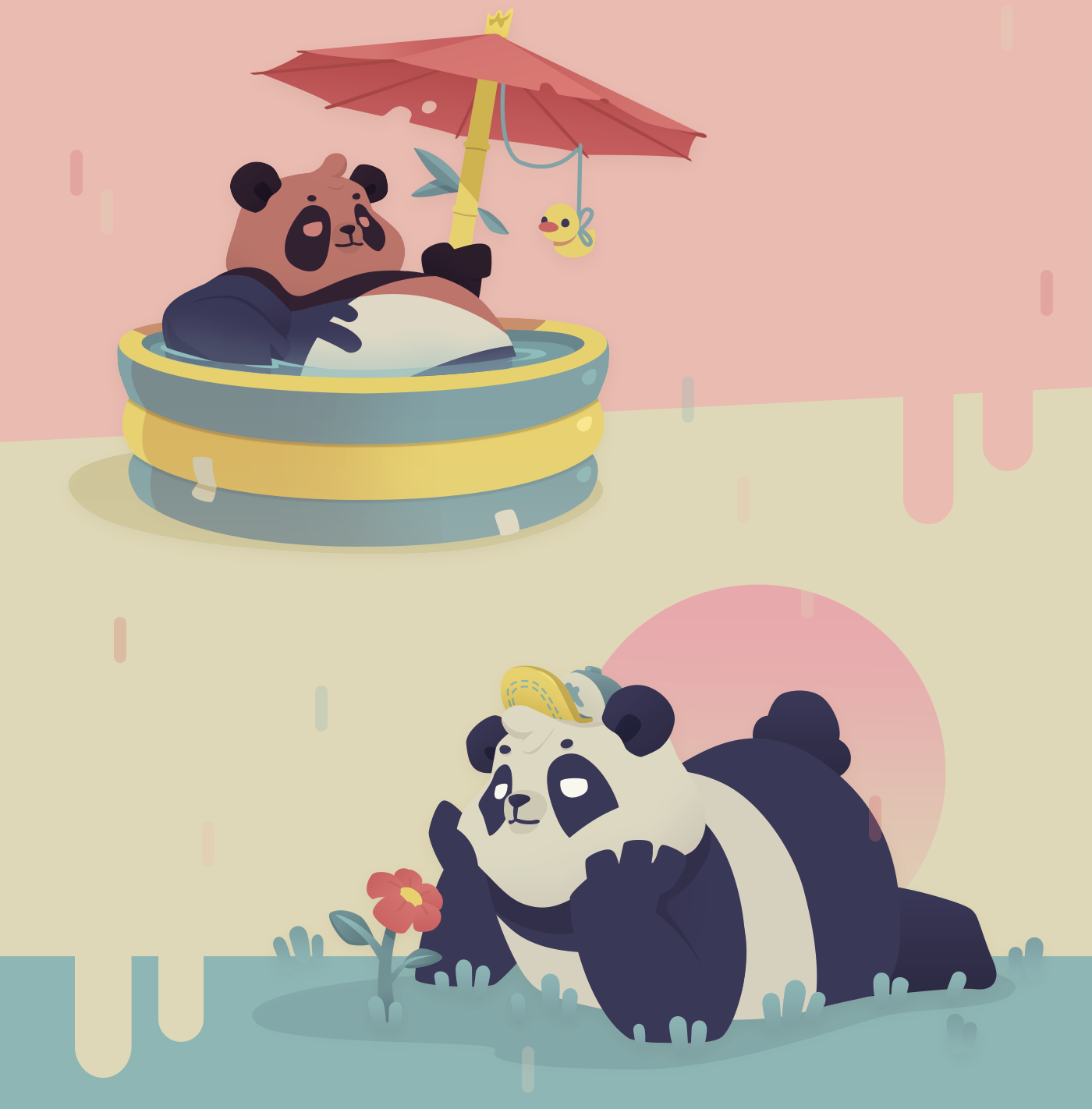 Character design  chill ILLUSTRATION  Panda  vectors