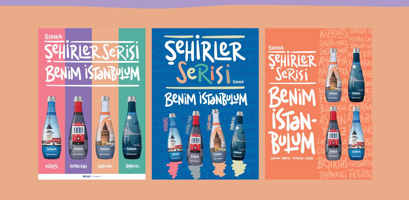 city illustration bottle design typography   poster ILLUSTRATION  handwriting design product Keyvisual Sırma