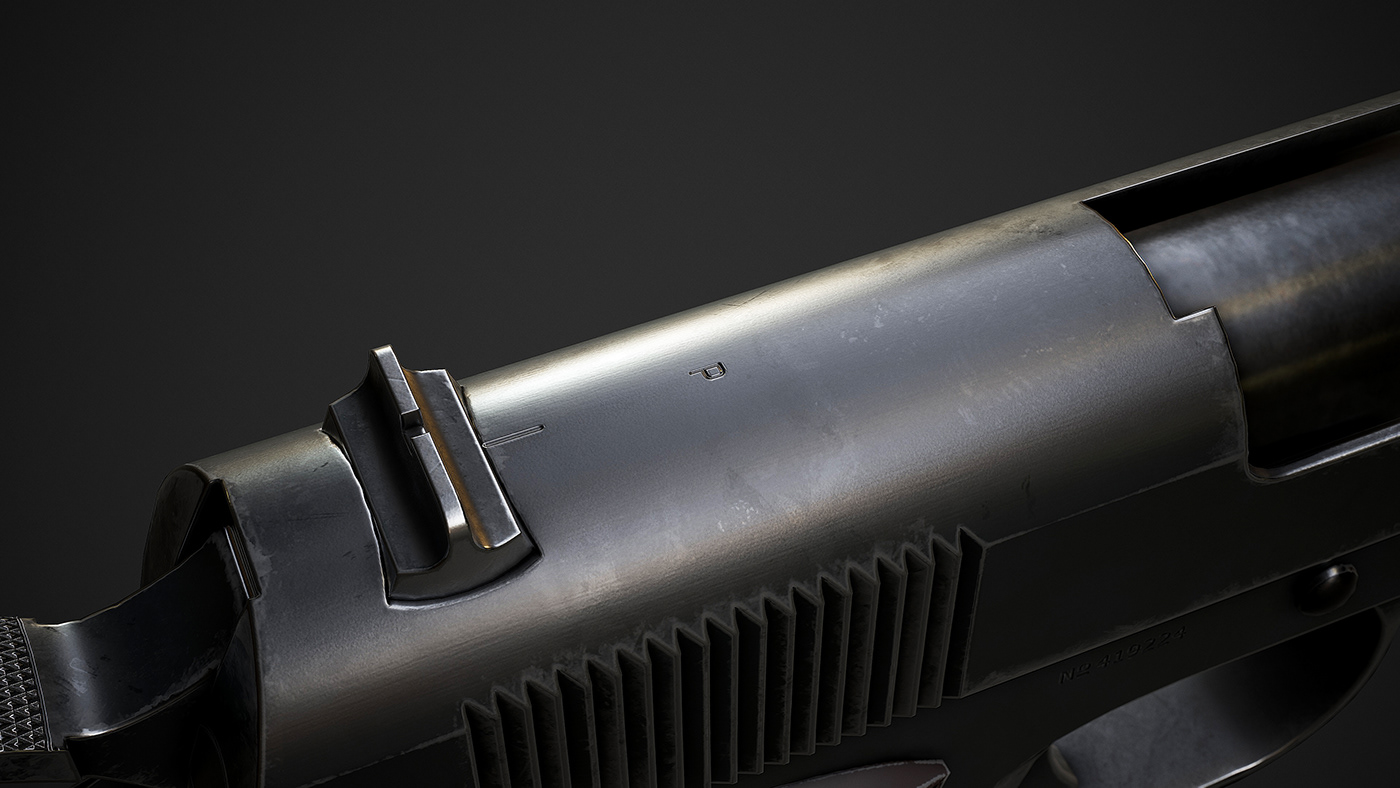 Gun game FPS pistol weapons GameAsset gameready lowpoly BPR
