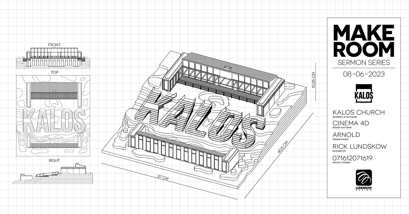 Archetecture model bluprints of Kalos Church's logo