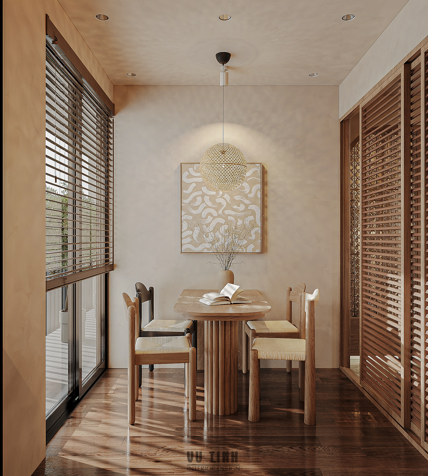 Wabi Sabi interior design  corona Render visualization