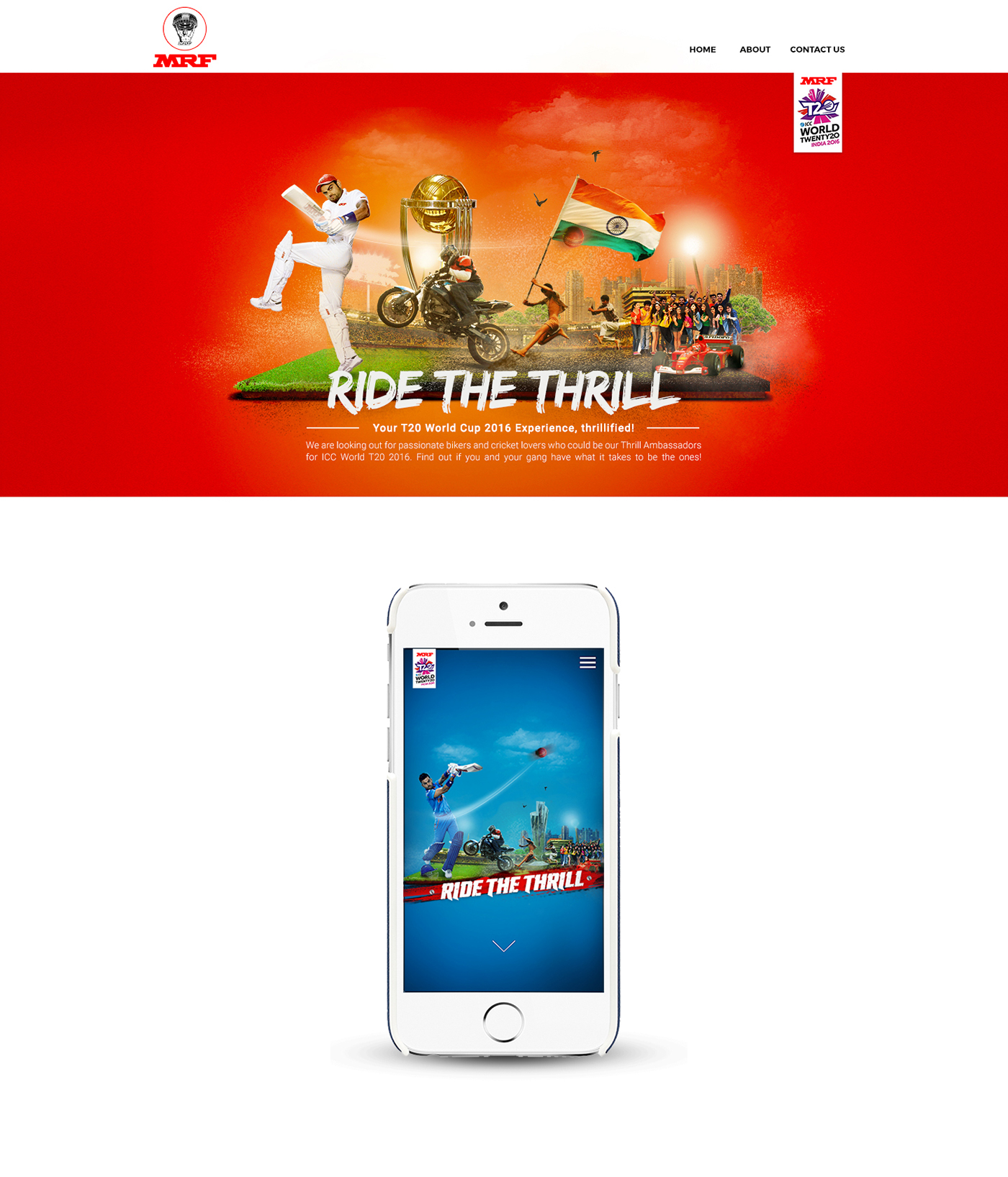 sports virat kohli  MRF T20 World Cup Cricket religion follow journey Thrill ride key visual sponsor Website Design Mobile app Responsive