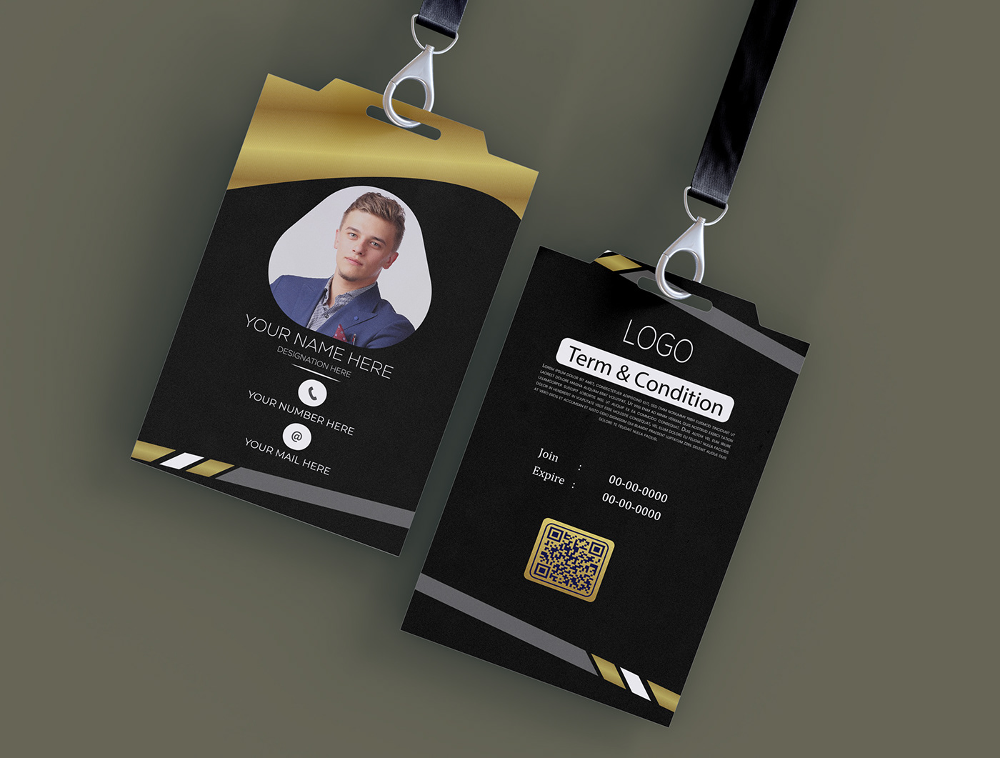 business id card modern clean template ID company identity identity identification Office pass
