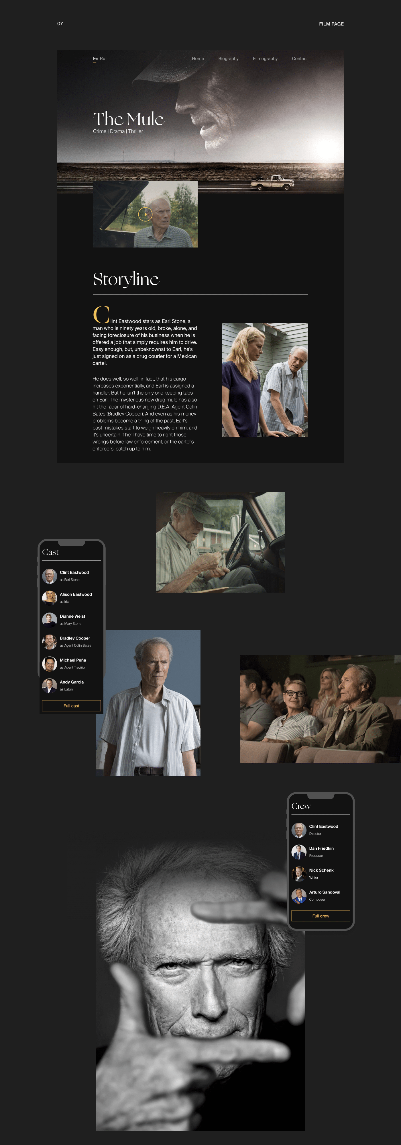 #UI #UX #webdesign #website Clint Eastwood design noir portfolio promo site
