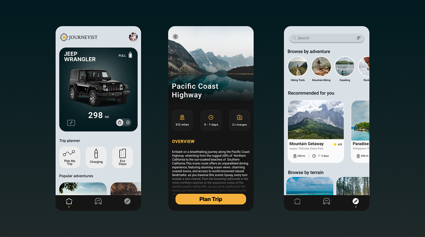 UI/UX ui design Figma Mobile app ux/ui trip trave adventure design