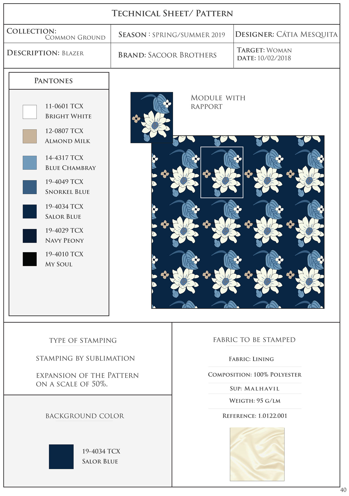 sacoor brothers fashion design spring/ summer women's collection Technical Sheet floral pattern