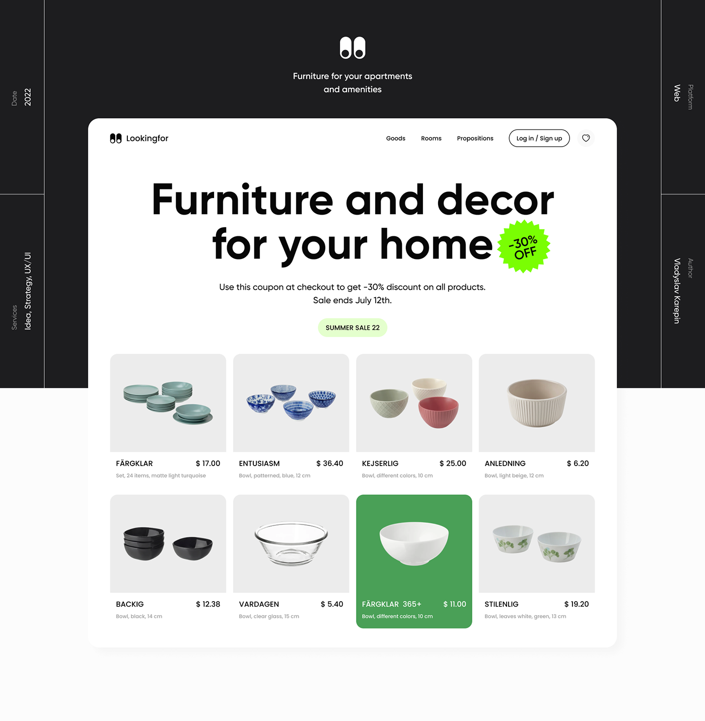 awwards concept Ecommerce furniture Minimalism redesign UI ui design uprock Webdesign