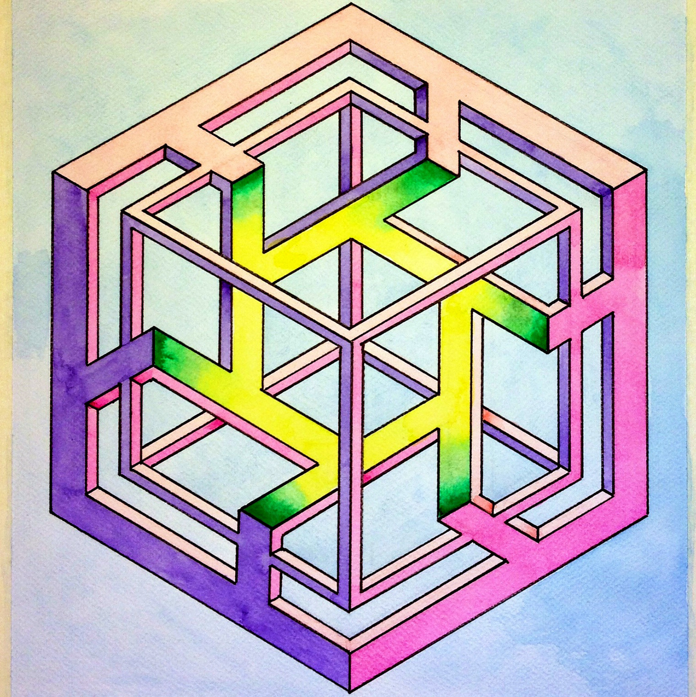 impossible opticalillusion geometry symmetry Tiling mc escher Mandala penrose triangle Isometric hexagon triangle Oscar Reutersvärd 