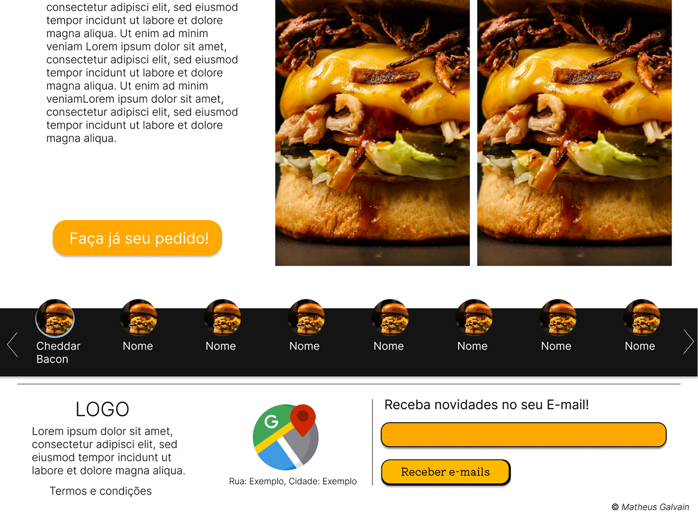 Figma Food  hamburguer Logo Design Logotipo marca marketing   restaurant UI/UX Web Design 