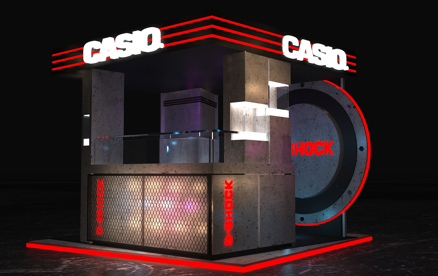 booth design Stand exhbo neon watch designstand standdesign Casio