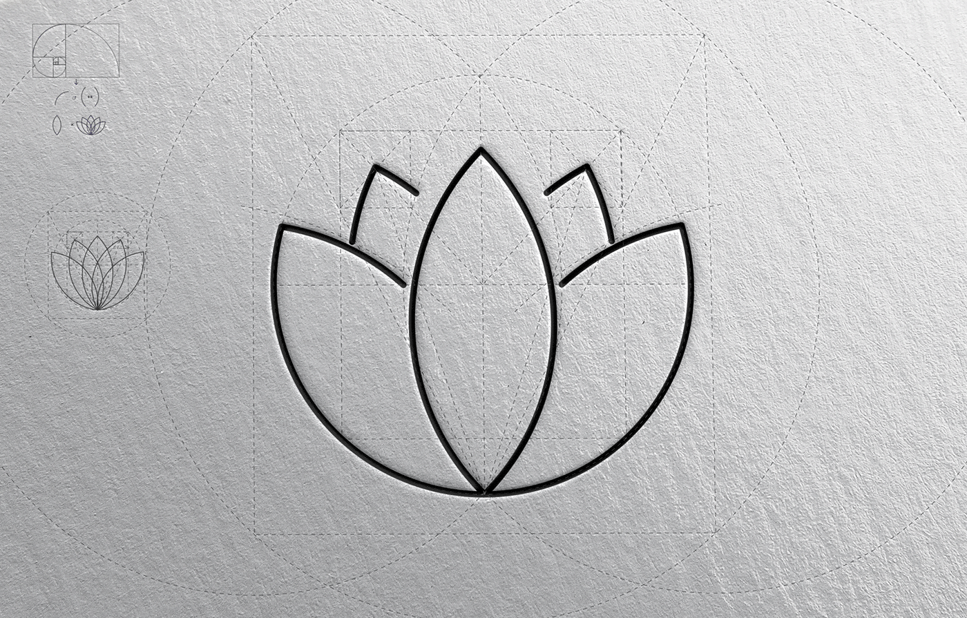 bem-estar branding  estética flor de lotus leveza logo marca Proporção Áurea Razão Áurea