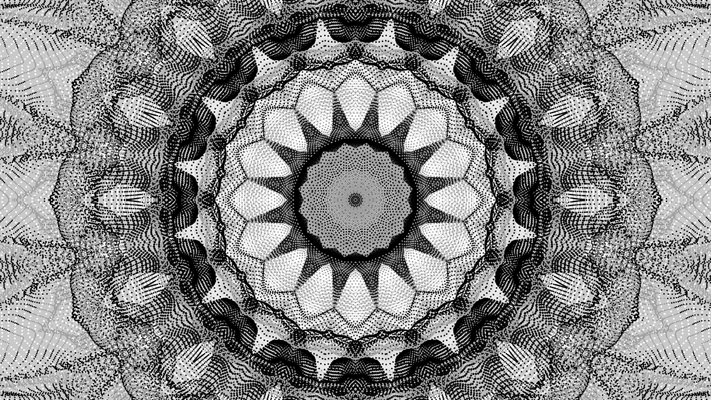 black and white chakras coding dots flower generative graphic design  illustrations Mandala processing