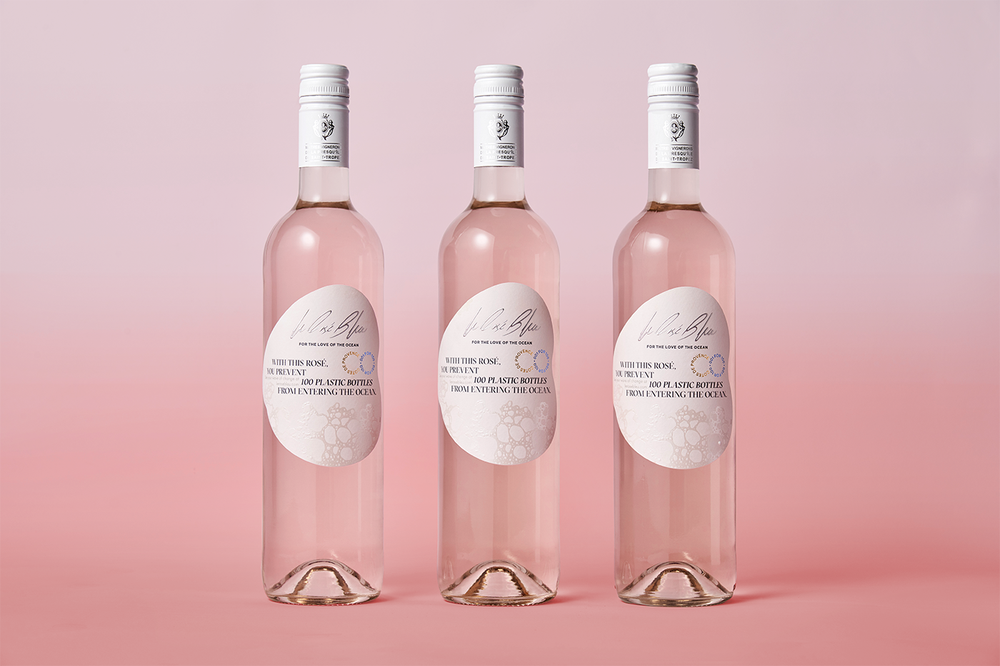 anagramastudio wine rosewine productdesign branding  Label lerosebleu bottle Ocean seafoam