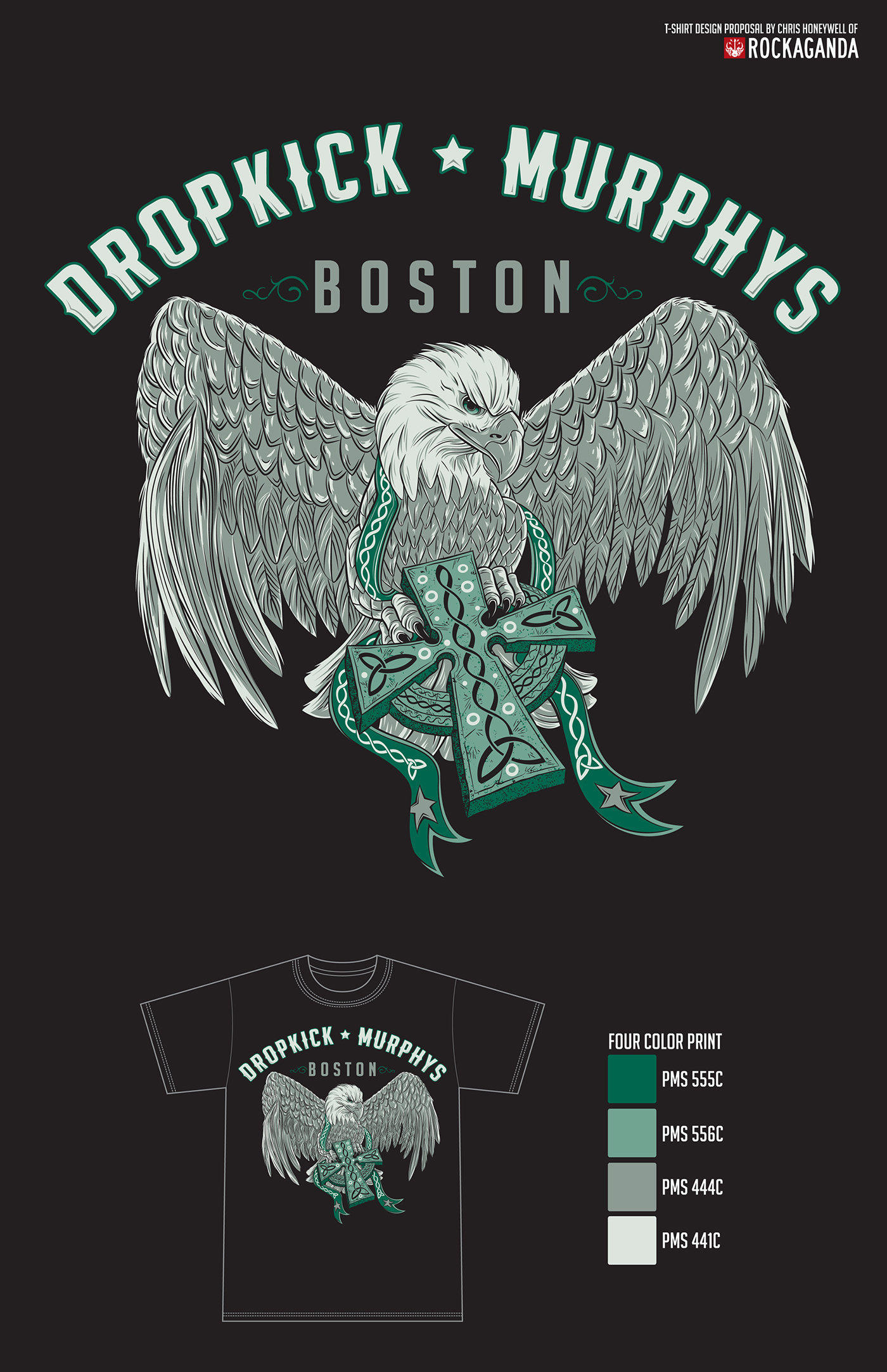 dropkick murphys eagle irish punk boston american vector Merch t-shirt chris honeywell wacom Illustrator pantone