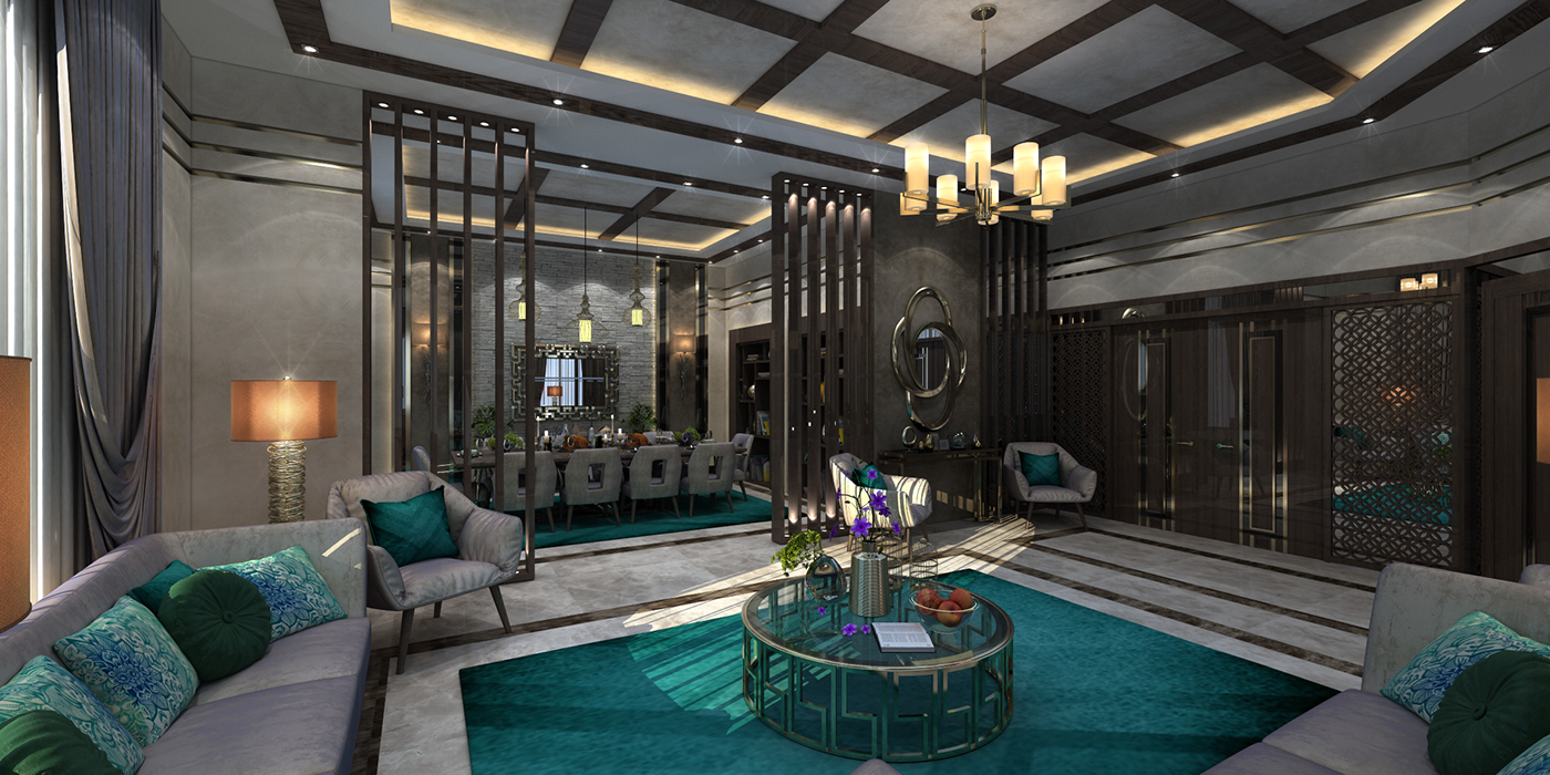 modern MAJLIS dining rich luxury Qatar green