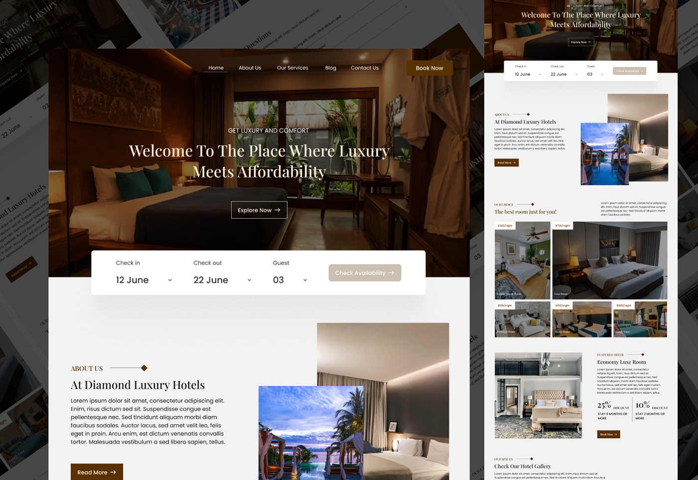 hotel Booking hotels ui design UX design landing page Website Figma user interface