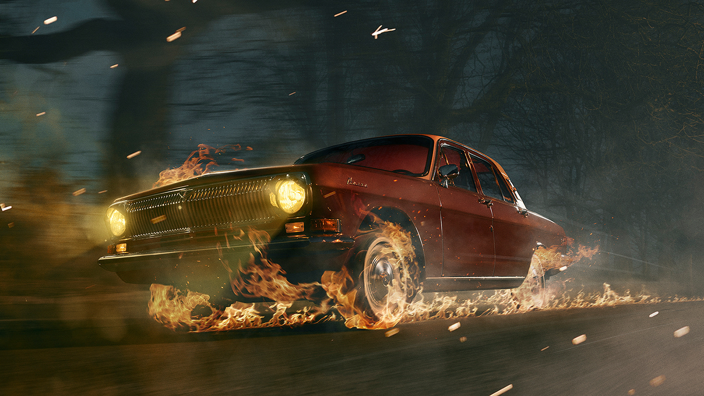 Halloween zombie retouching  Before After wacom photoshop horror vfx car ghostrider