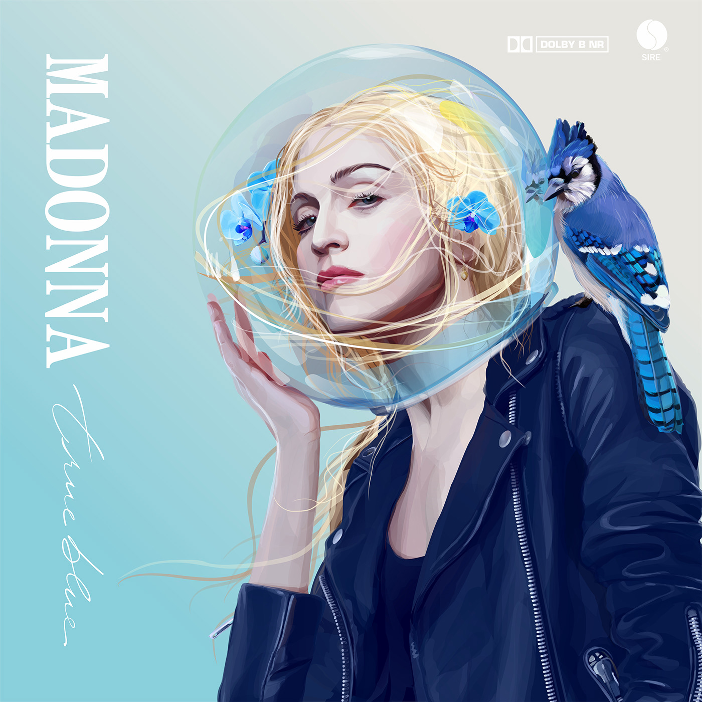 madonna albumcover coverart digital BlueJack GlassVase blonde hairs blue vector art Lineking