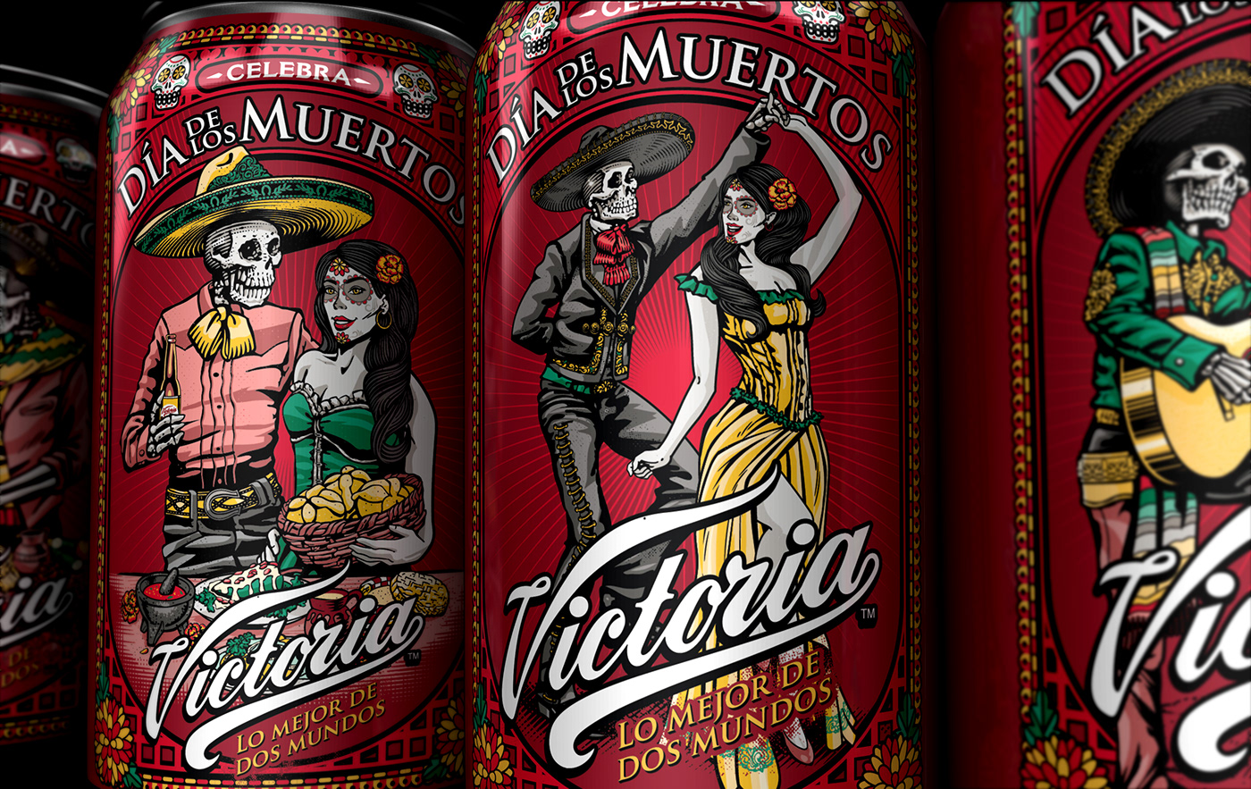beer beer can branding  ILLUSTRATION  adobe illustrator day of The Dead Dis de Los muertos mexico