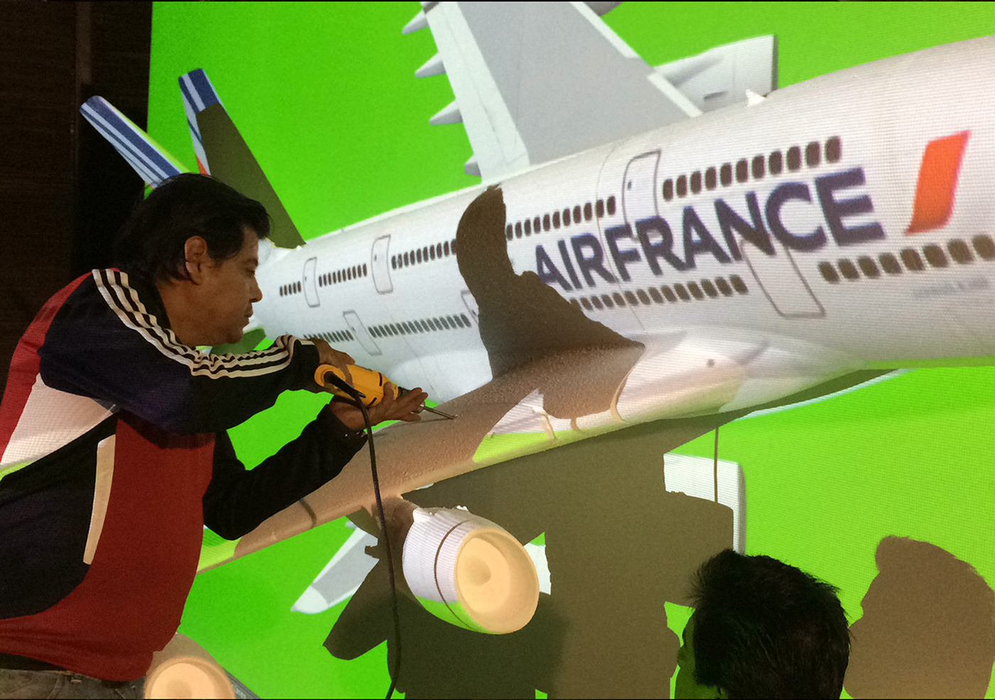 Air France Dessignare Dammne Mapping sculpture 3D france airplane Show airbus a380