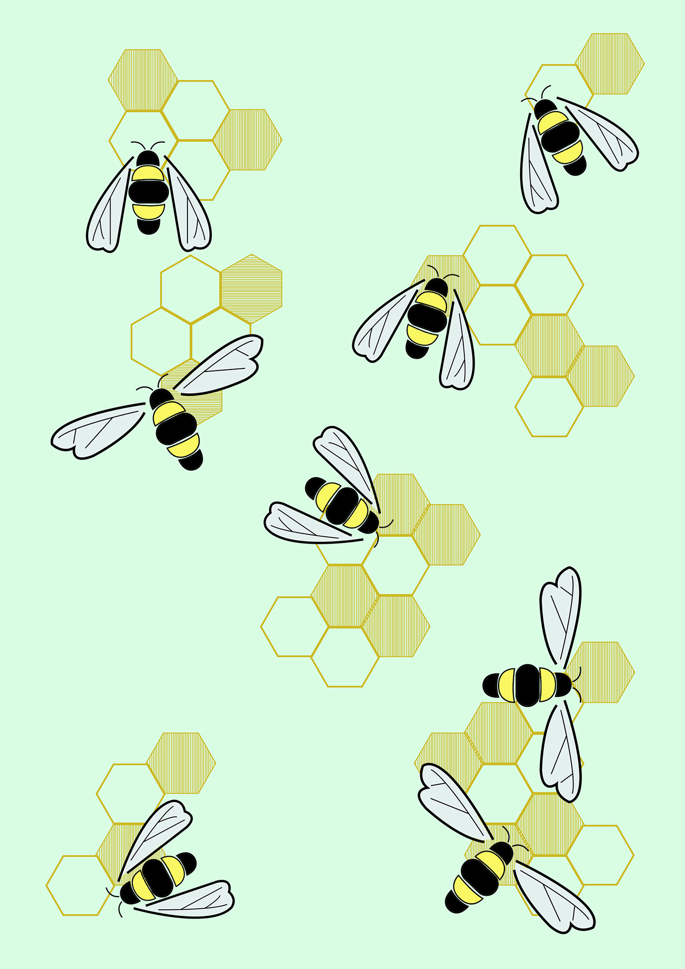 art bee illust ILLUSTRATION  pattern wallpaper