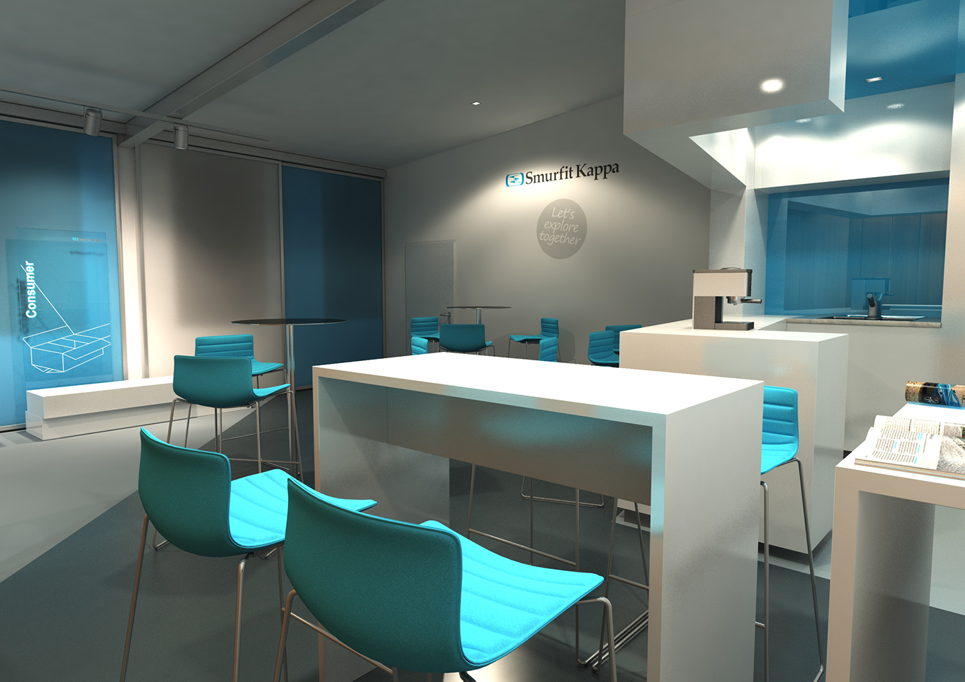 showroom Exhebition design 3D visualization vray 3ds max