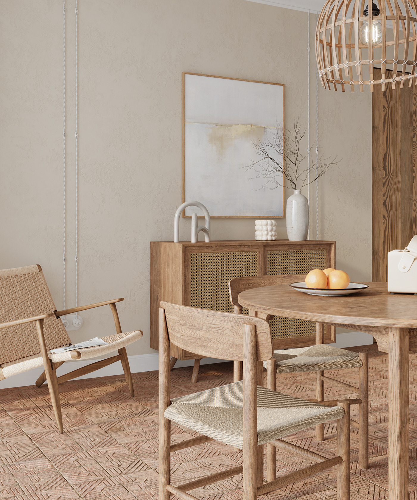 bedroom boho kitchen Scandinavian visualization визуализация кухня спальня
