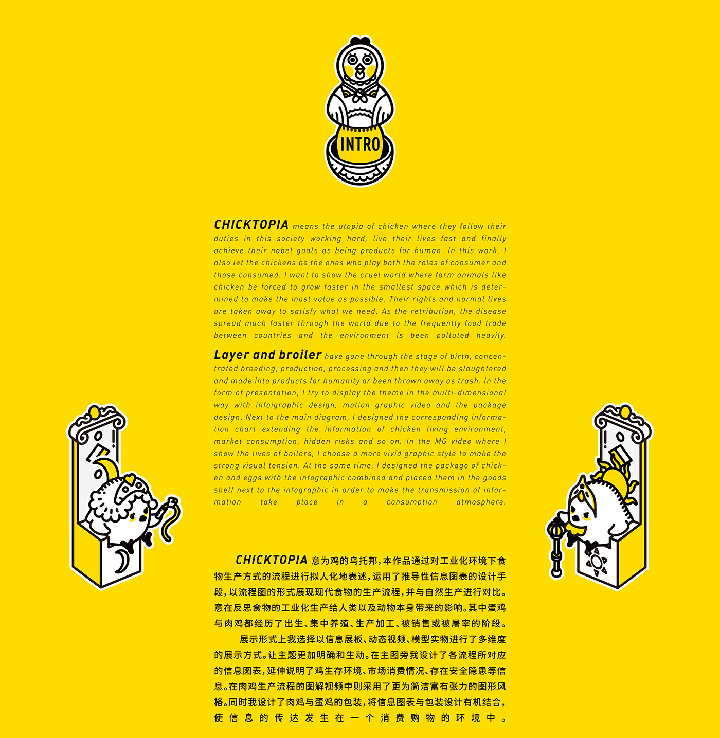 infographic design chicken 信息可视化 graphic design  ILLUSTRATION  Factory Farming MG animation package design  animal Food 
