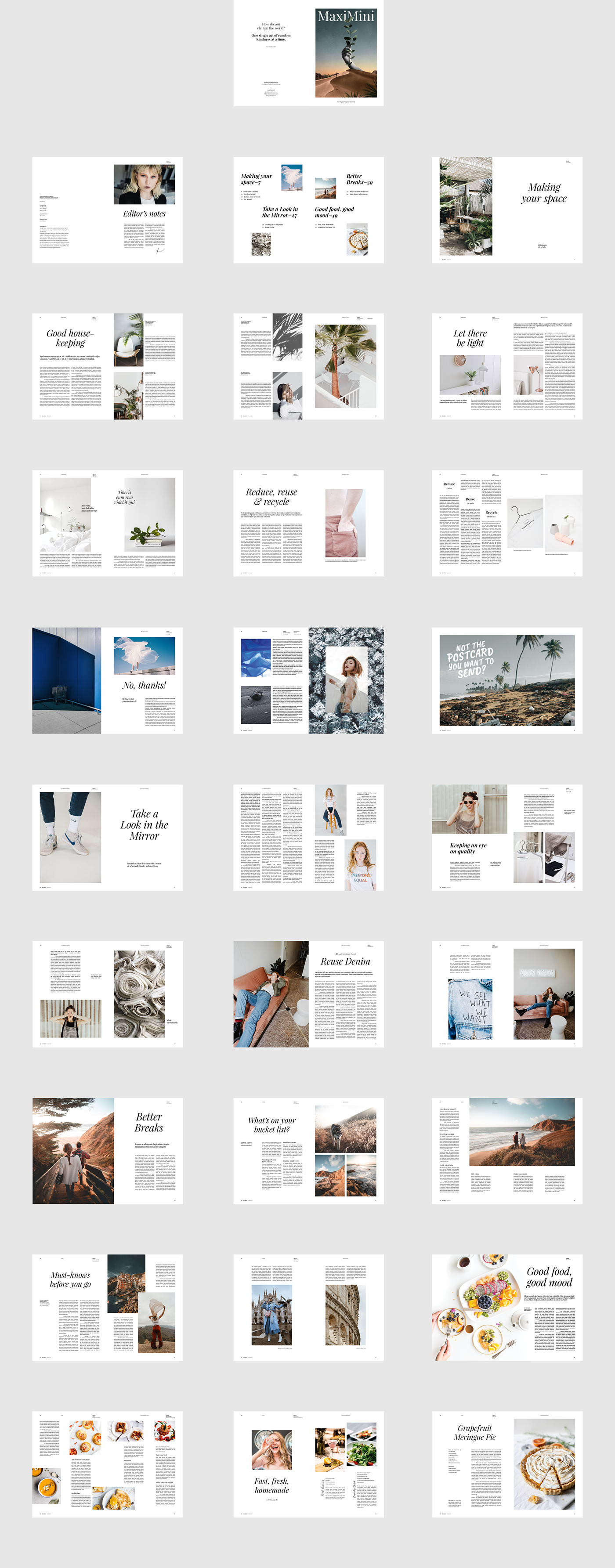 free template magazine editorial InDesign minimal Digital Collage collage artwork zero waste