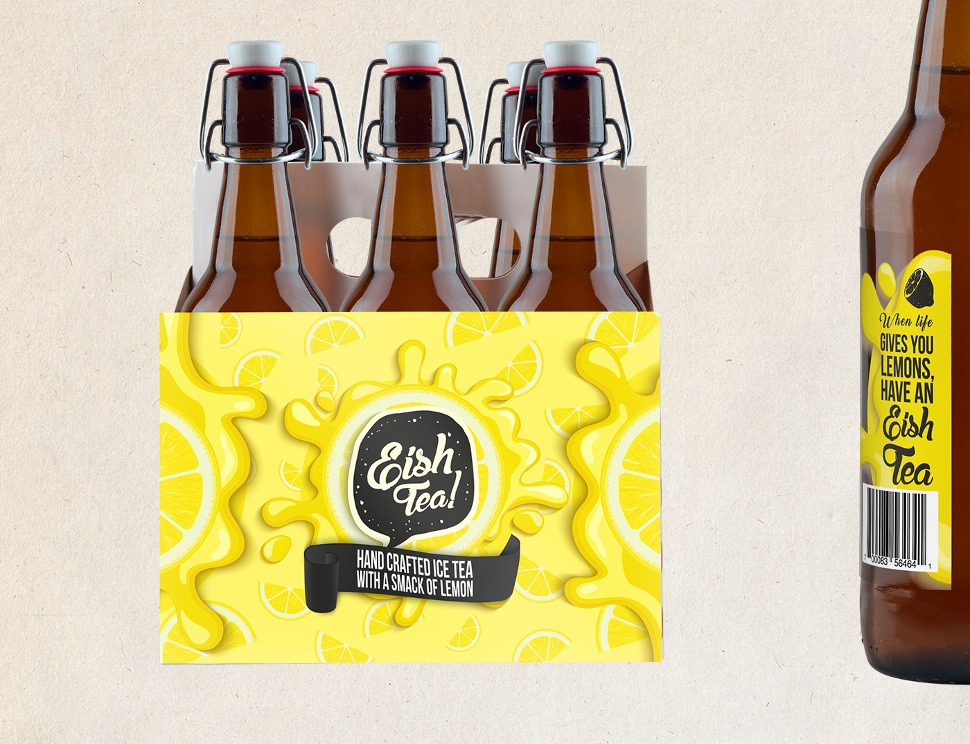 beer tea Packaging labels branding  lemon life drink Eish