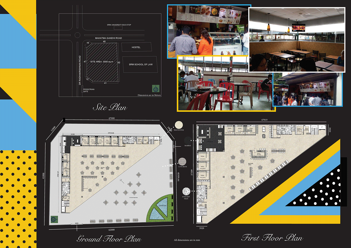 3D architecture foodcourt interior design  modern Pop Art redesign sandwich SketchUP vray