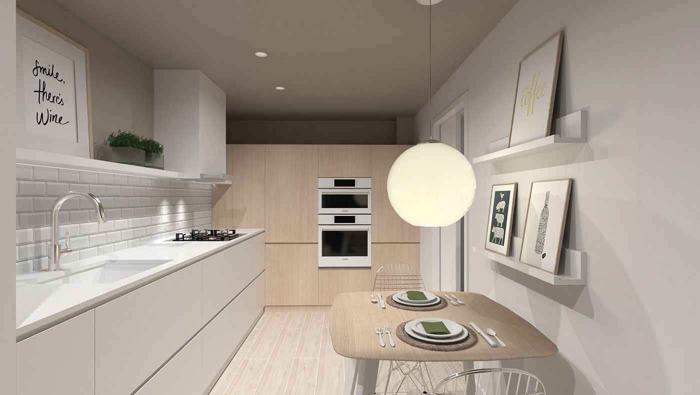 kitchen interior design  sktechup vray photoshop 3D
