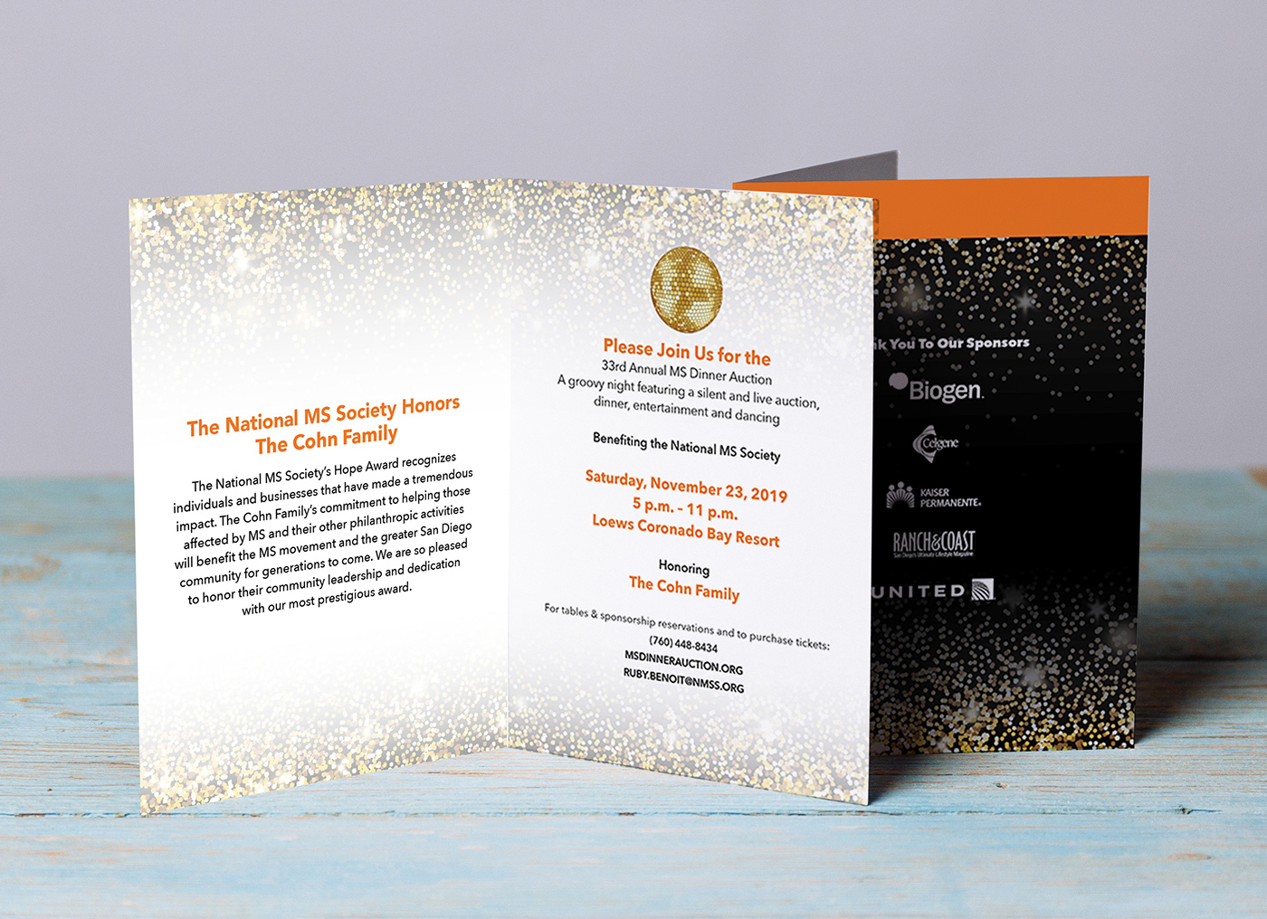 auction branding  Invitation program book save the date signs