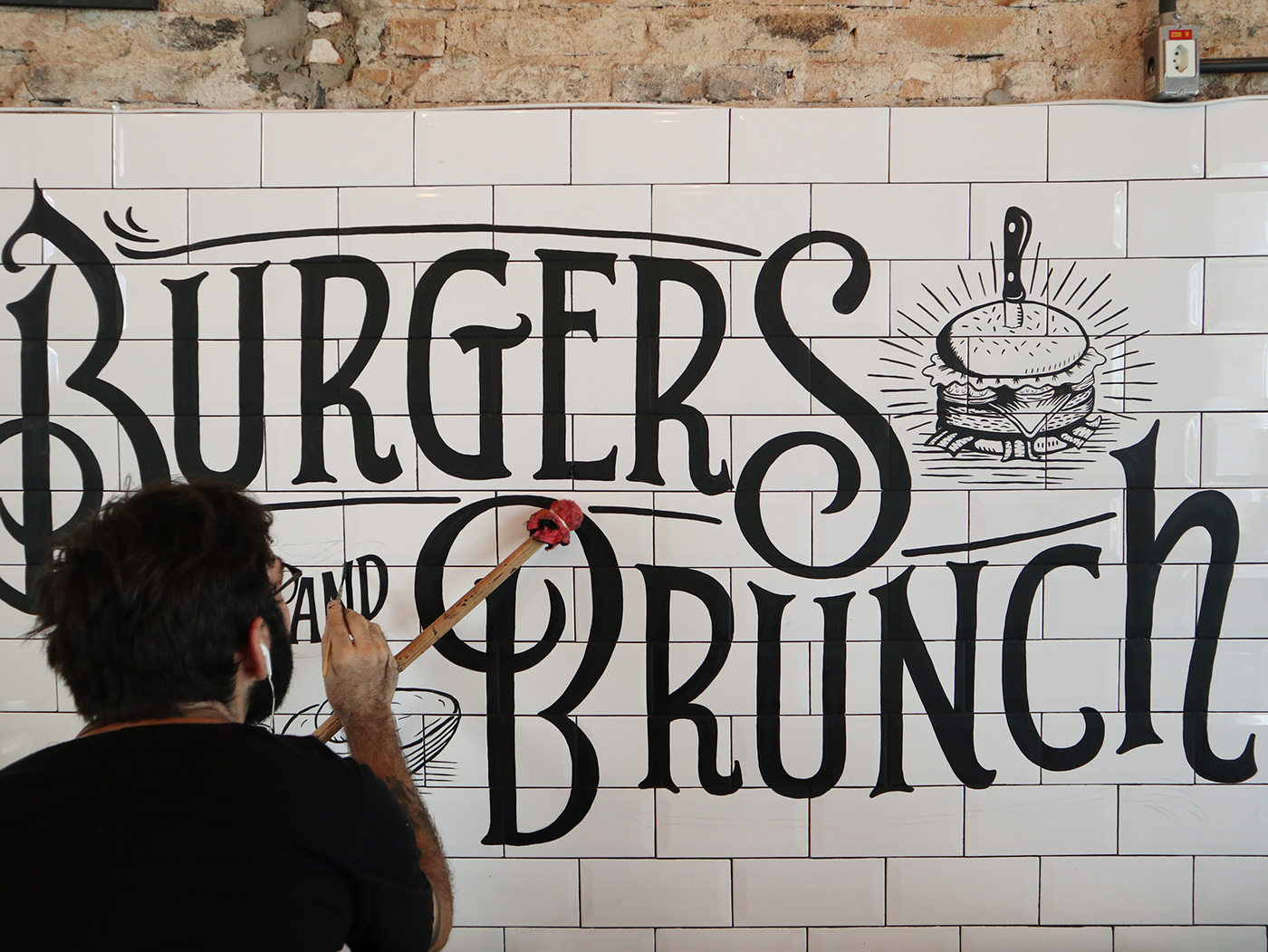 butcher handmade letras lettering Mural pinturaletreiro restaurant rustic signpainting