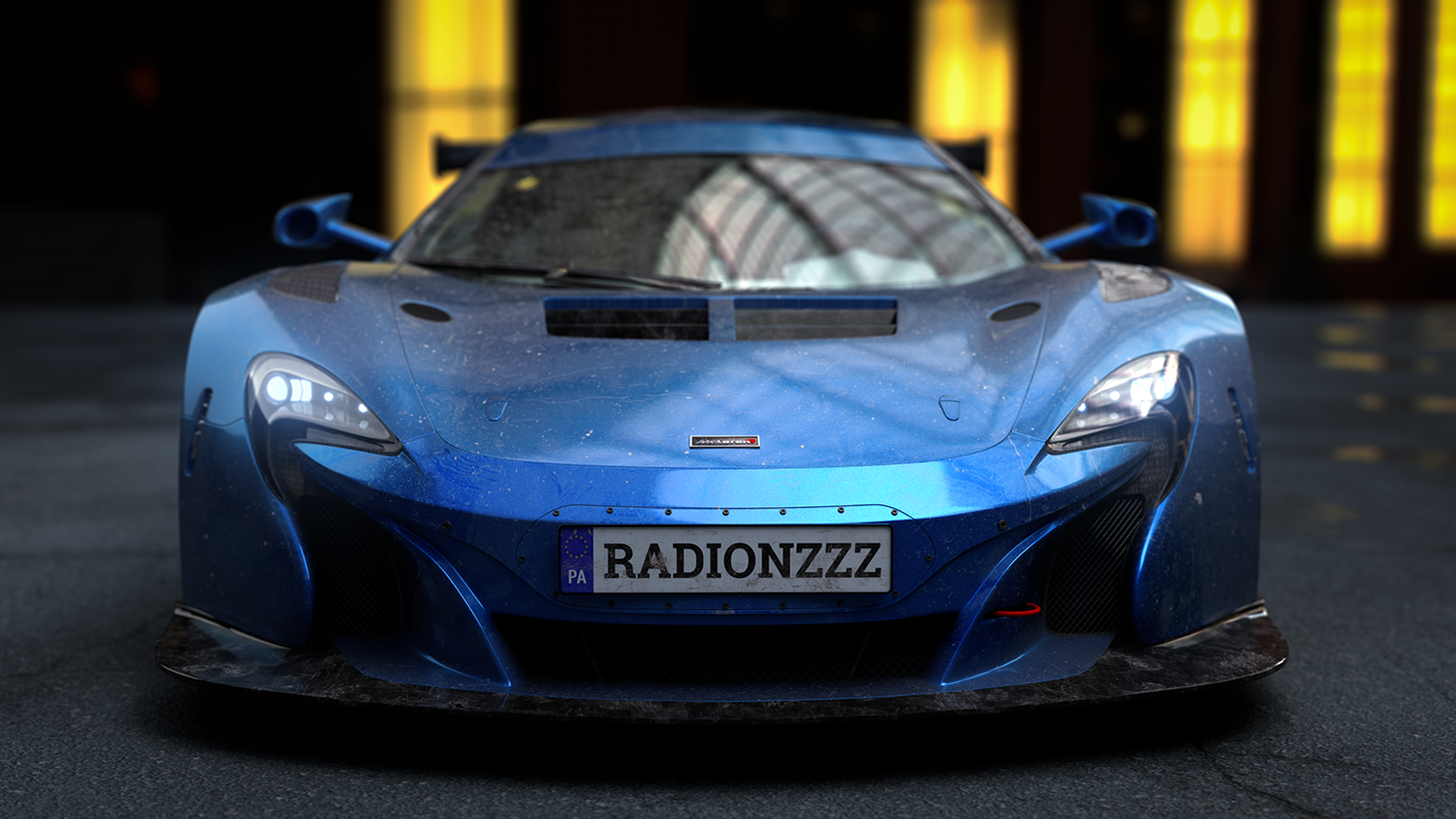 cinema 4d redshift render photoshop car render McLaren 650 GT3 Super Car render Car paint Redshift