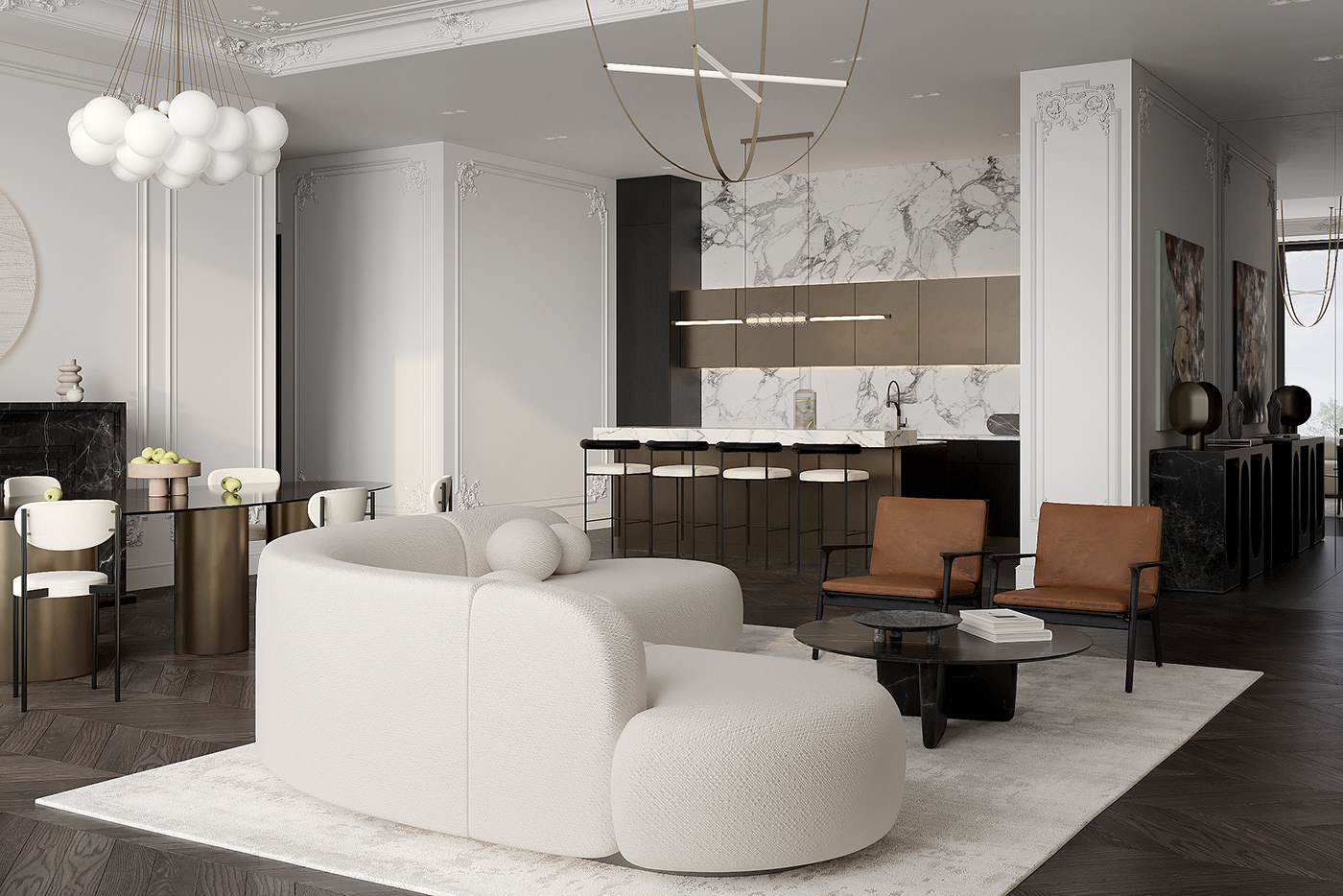 3ds max corona render  design Interior interior design  kitchen living room Render visualization
