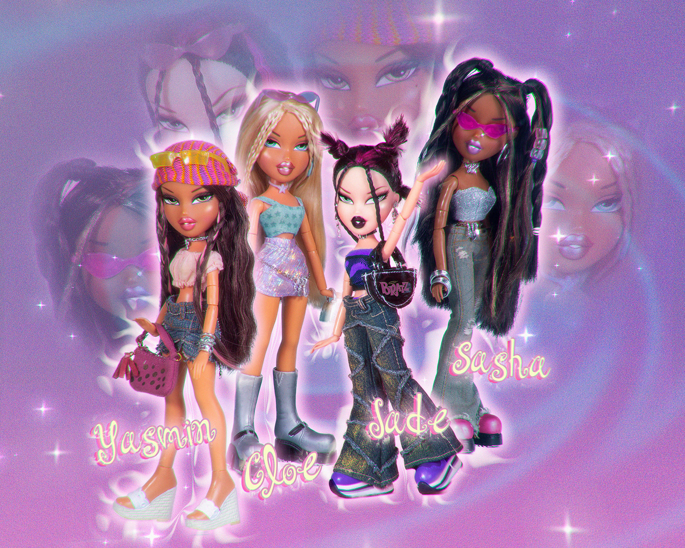 aesthetic barbie Bratz collage dolls Glitch motion graphics  Photography  Website Y2K