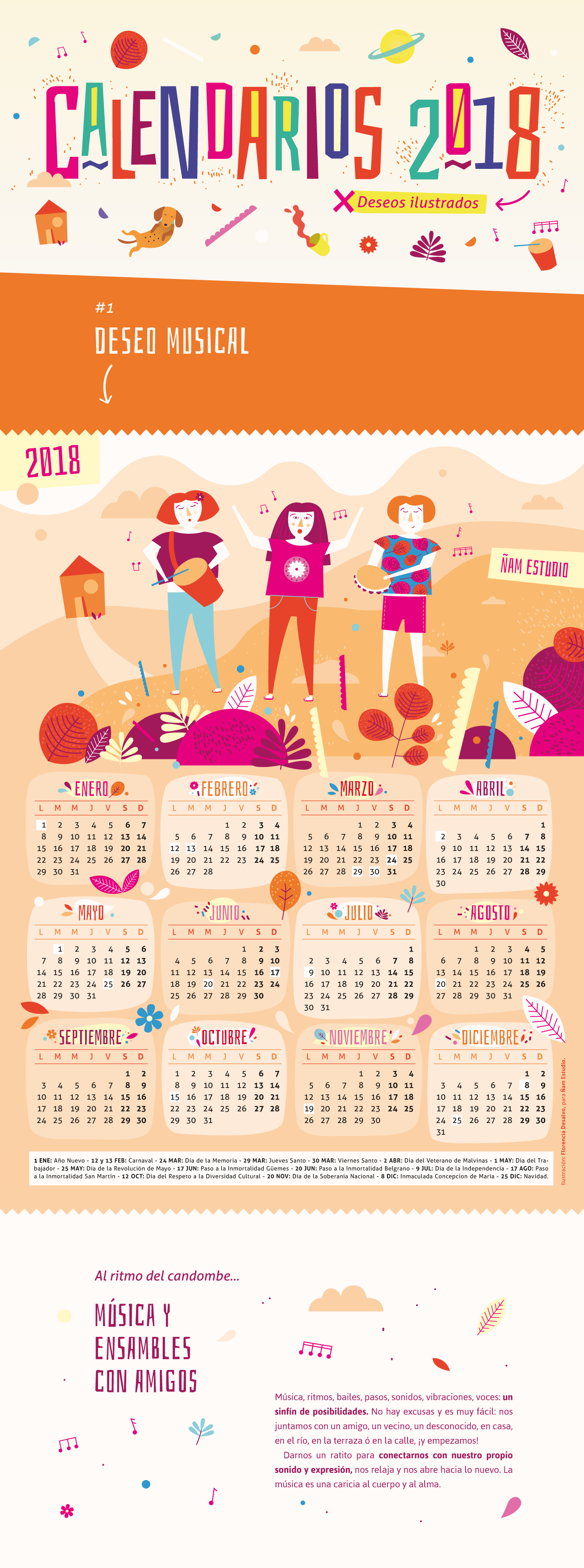 calendar ILLUSTRATION  Illustrator digital music cosmos ilustracion calendarios colorful