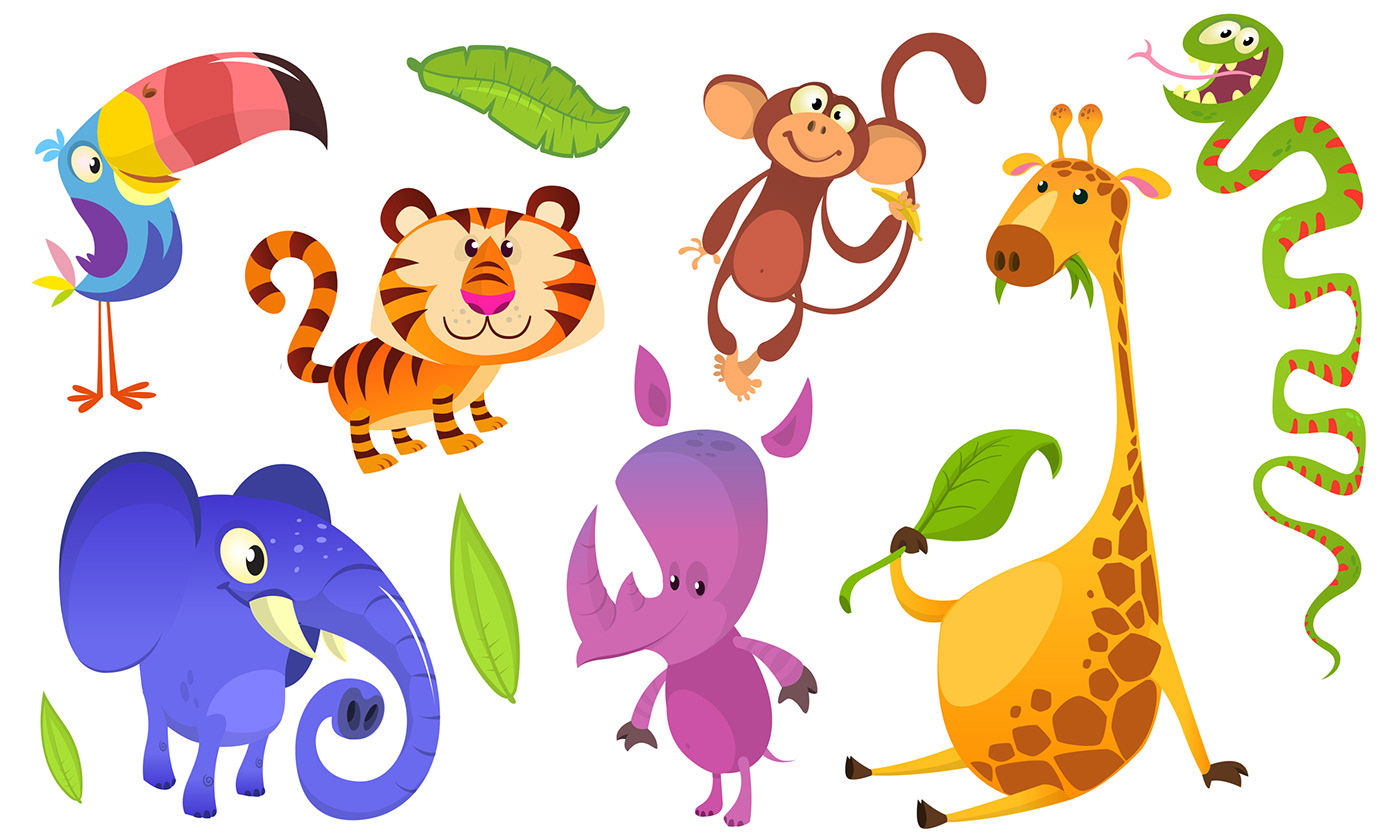 cartoon animals children's book design Character logo sticker giraffe