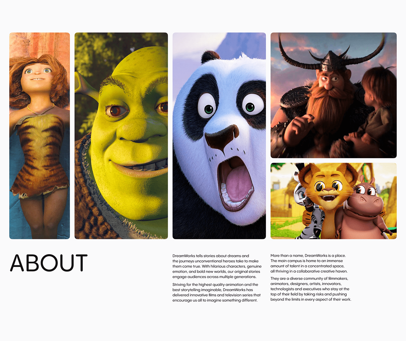 Website redesign DreamWorks Animation Studio.