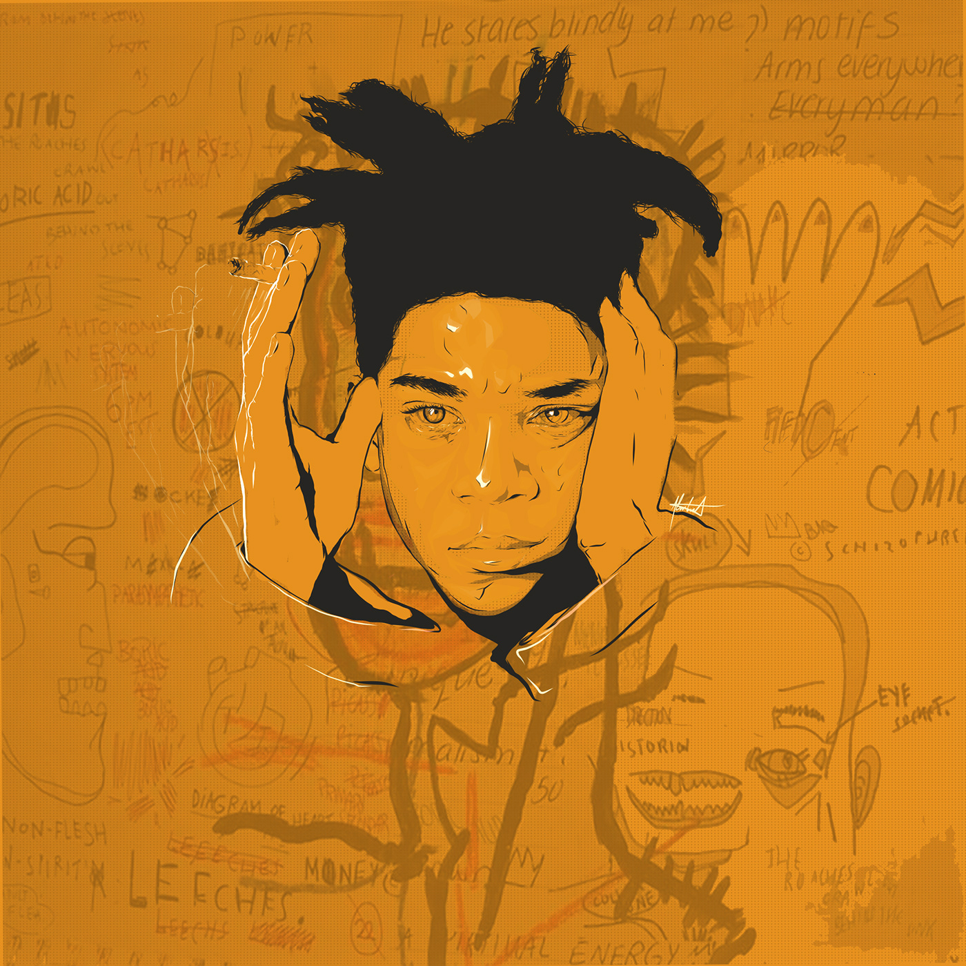 adobe draw ILLUSTRATION  photoshop digital portrait portrait Basquiat art