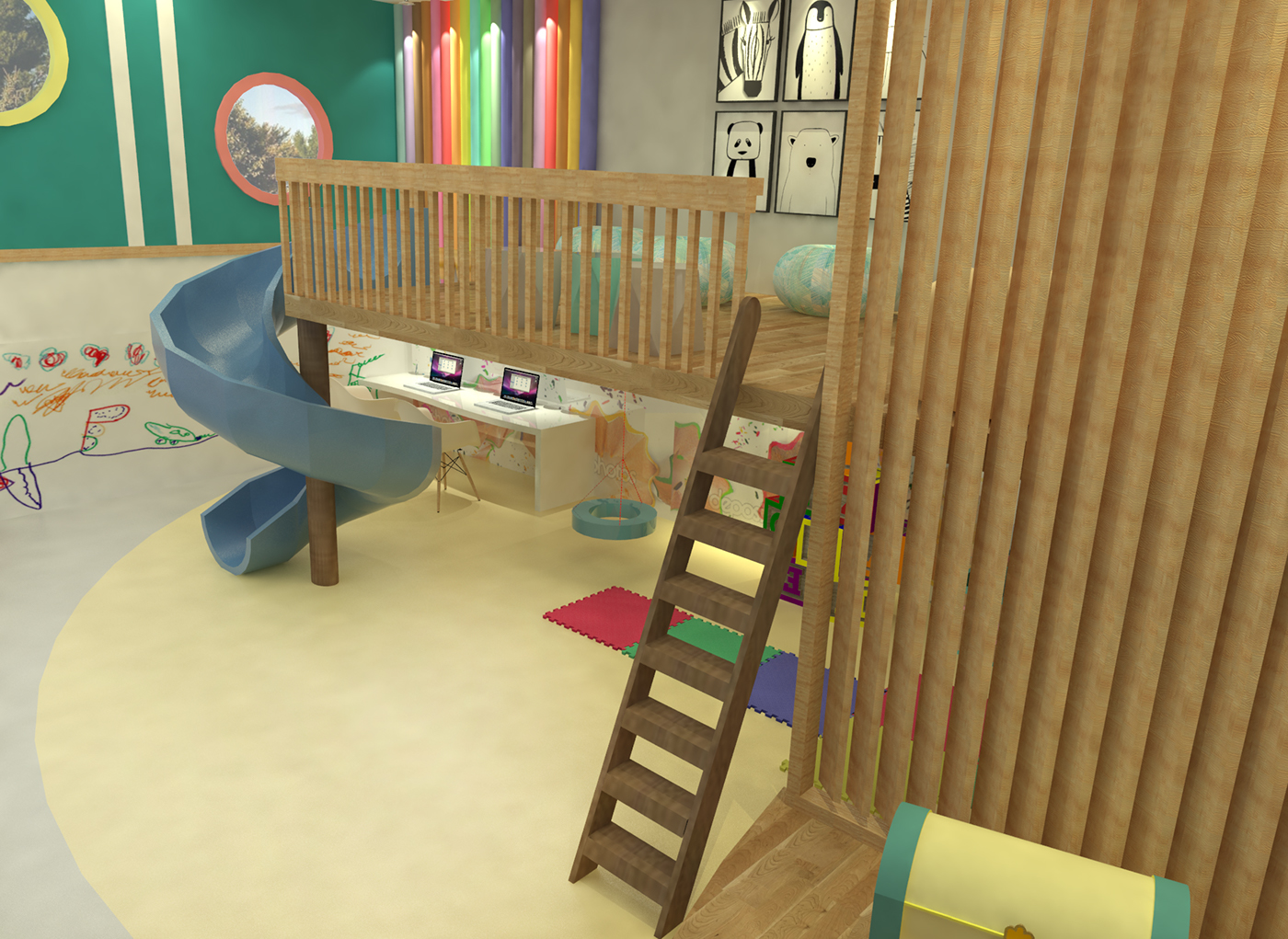 brinquedoteca interior design  kids room UEMA atividades espaço para crianças jogos SketchUP 3D