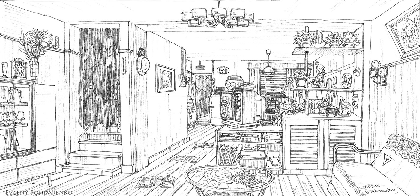Hong Kong lineart architecture kowloon walled city kowloon walled town dentist Restourant