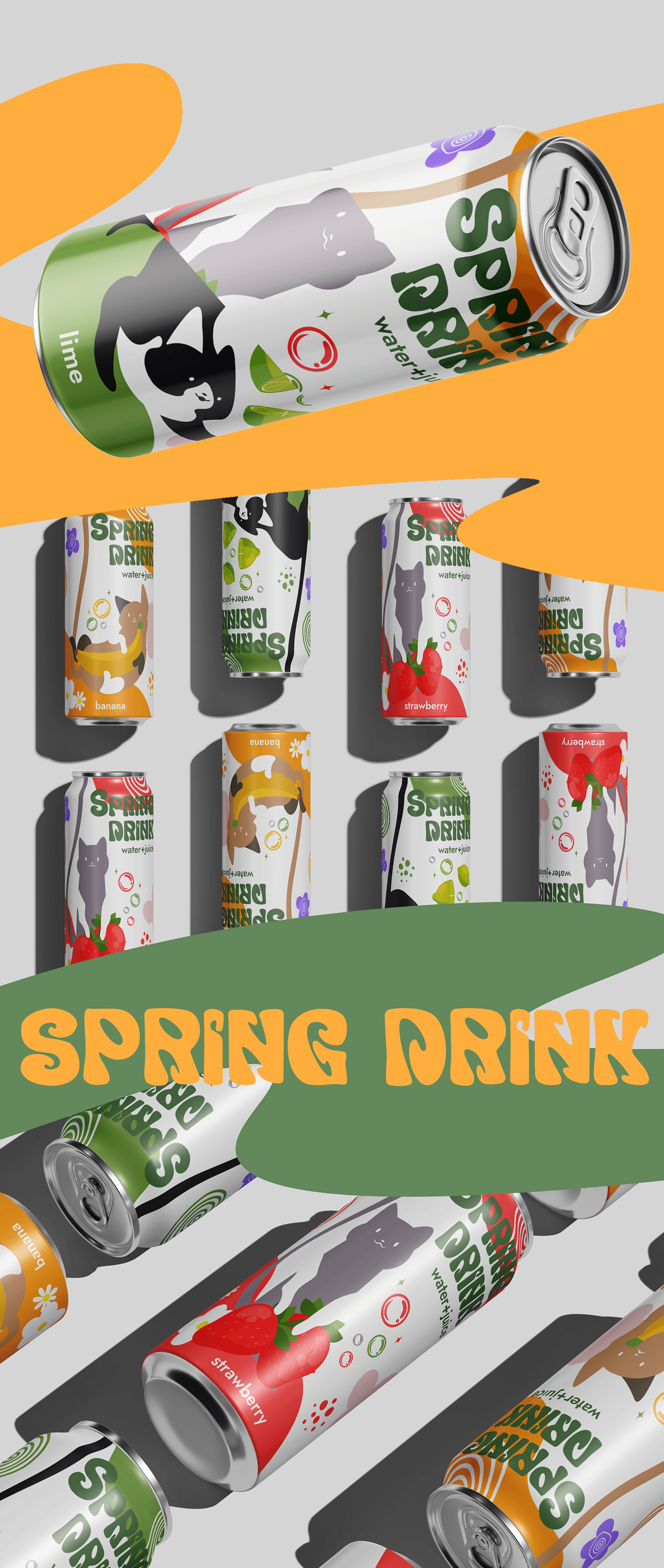design packaging design can drink soda cats ILLUSTRATION  package product Can Design