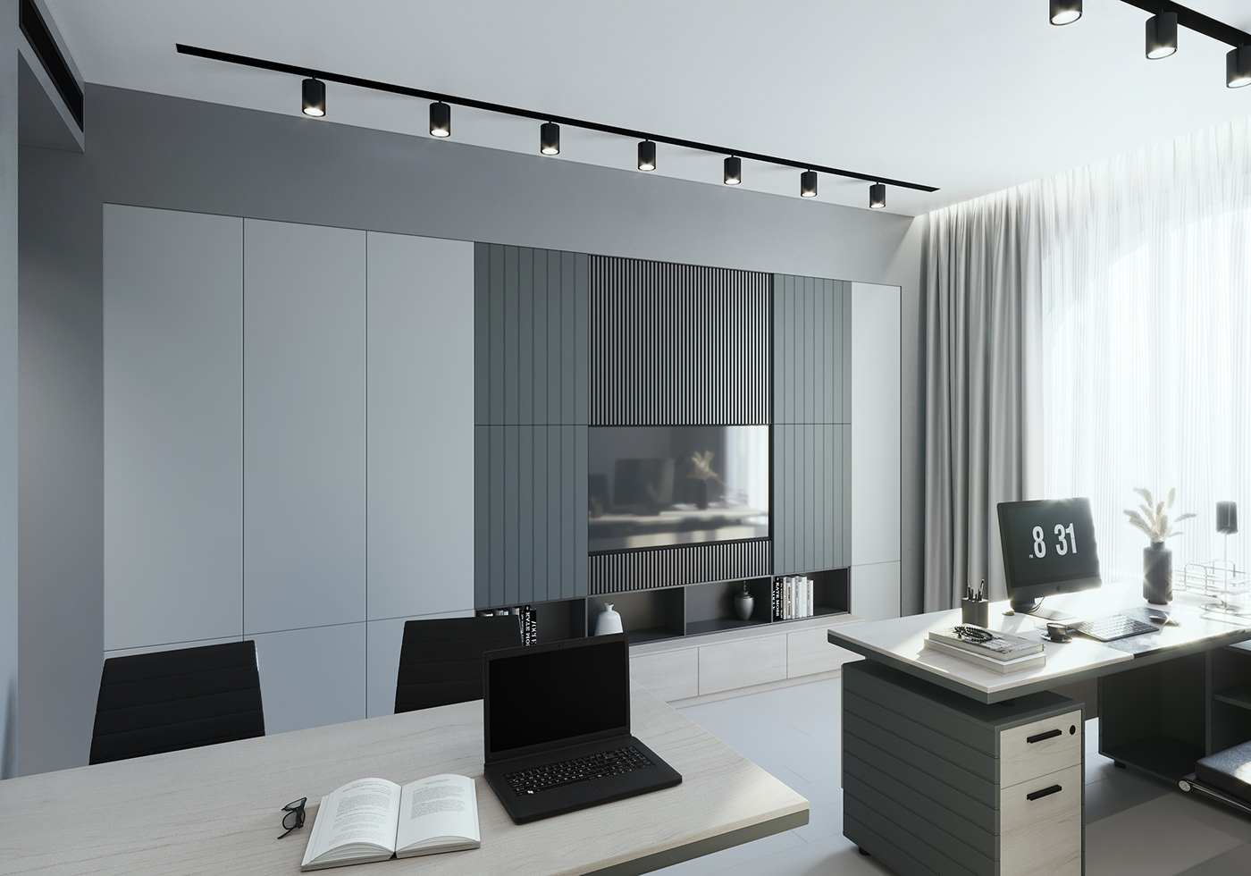 architecture archviz ARQUITETURA grey Interior interior design  modern ofiice Render visualization