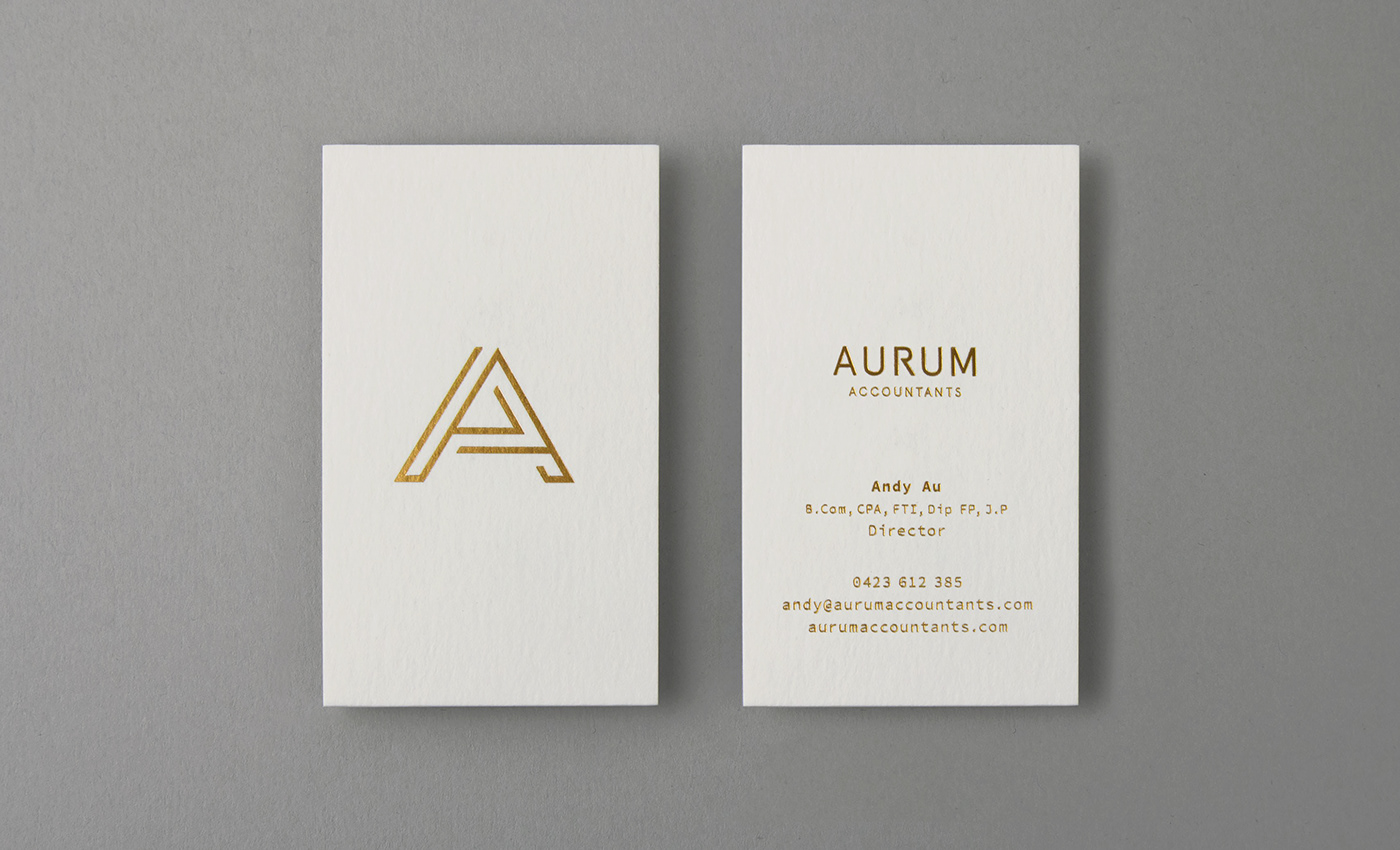 gold foil foil business card Stationery identity Logo Design logo gold accountant finance accounting financial business