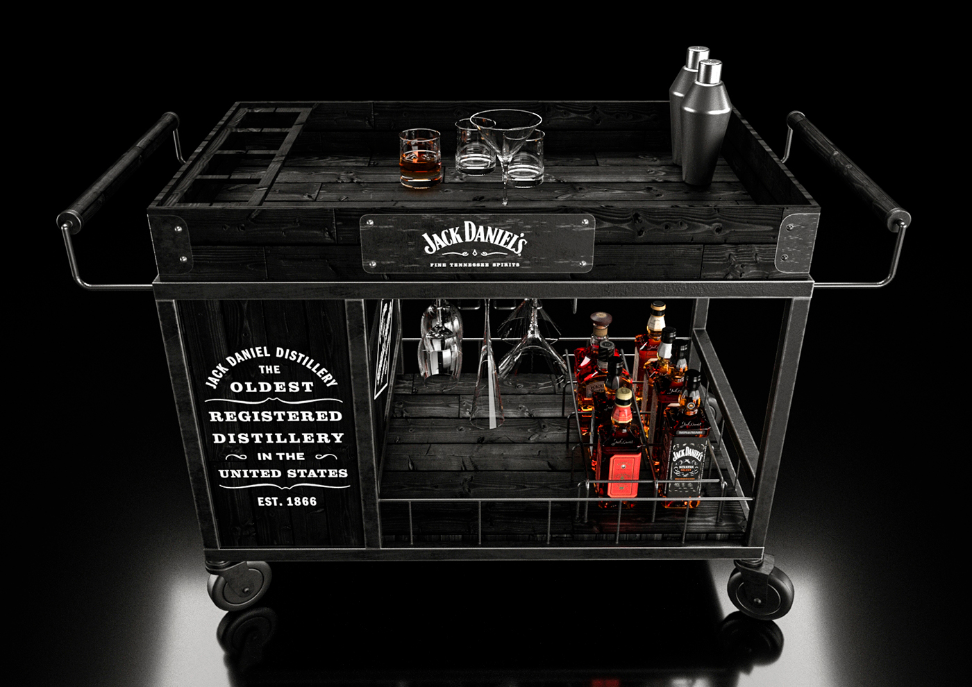 furniture Maximov trolley jack daniels wood pos posm pop alcohol Whiskey