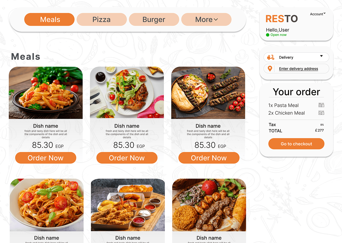 UI/UX Web Design  Figma restaurant ui design graphic design  restaurant website ui landing page UI Food 